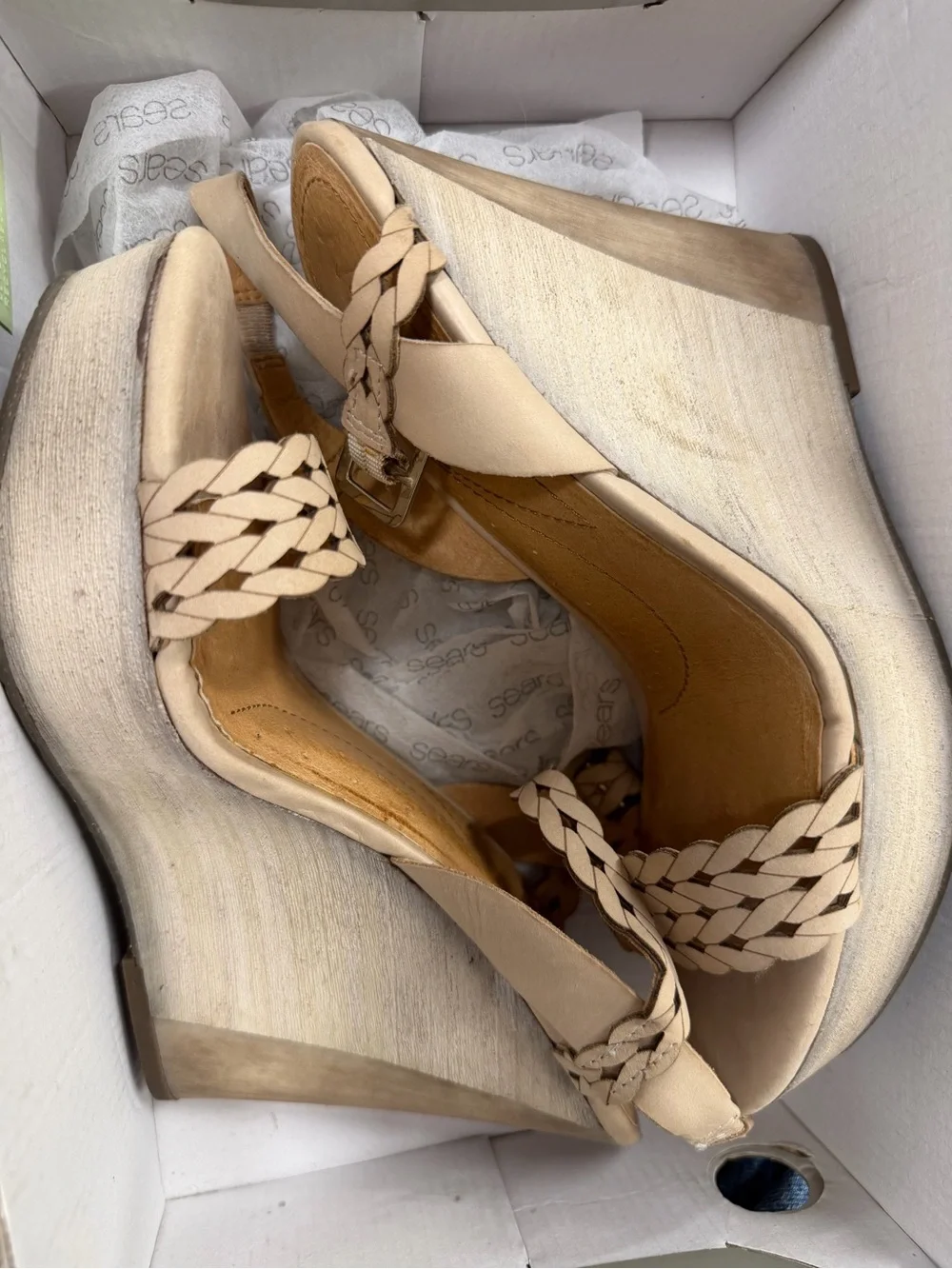Covington Tan Braided Wedge Sandals